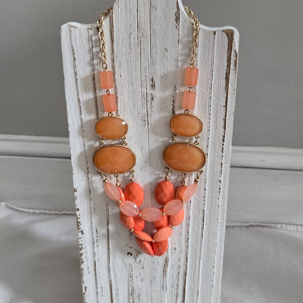 Orange and Coral Bead Vintage Necklace